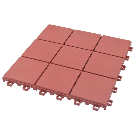 Piastrella per Decking 10 pz Rosso 30,5 x 30,5 x 2,2 cm