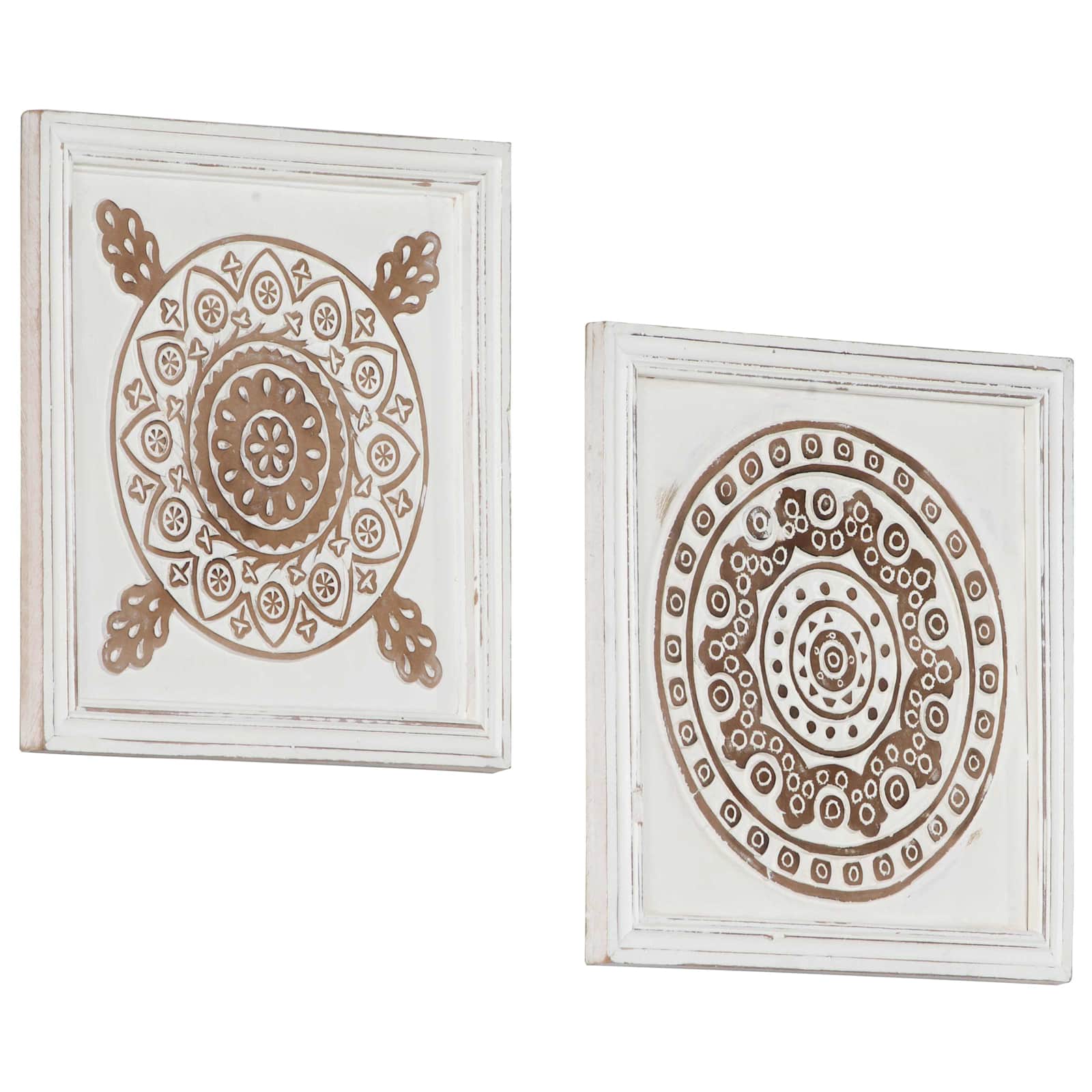 Decorazione artistica 2 pcs Marrone e bianco 40 x 40 x 1,5 cm | homemem39