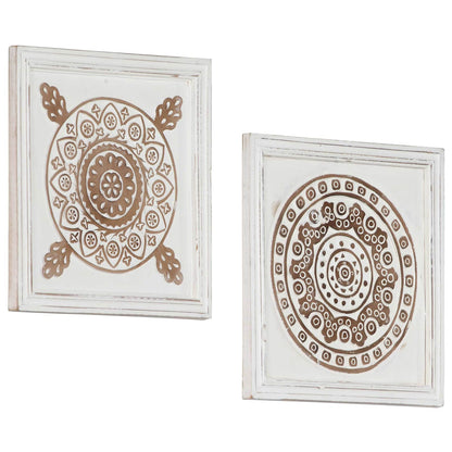 Decorazione artistica 2 pcs Marrone e bianco 40 x 40 x 1,5 cm | homemem39