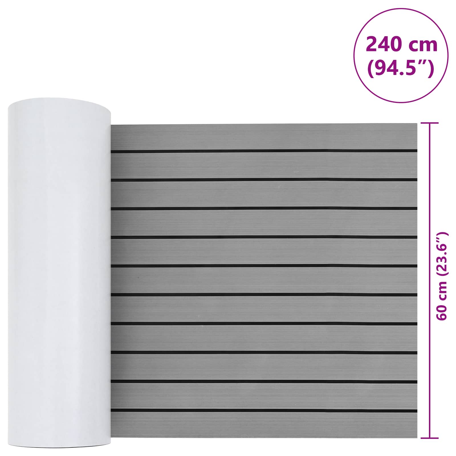 Tappetino per Barche Grigio Chiaro e Nero 240 x 60 cm EVA | homemem39