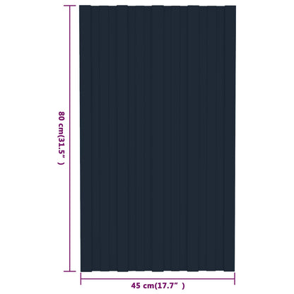 Pannello per tetto 12 pz Antracite 80 x 45 cm Acciaio zincato