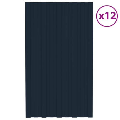 Pannello per tetto 12 pz Antracite 80 x 45 cm Acciaio zincato