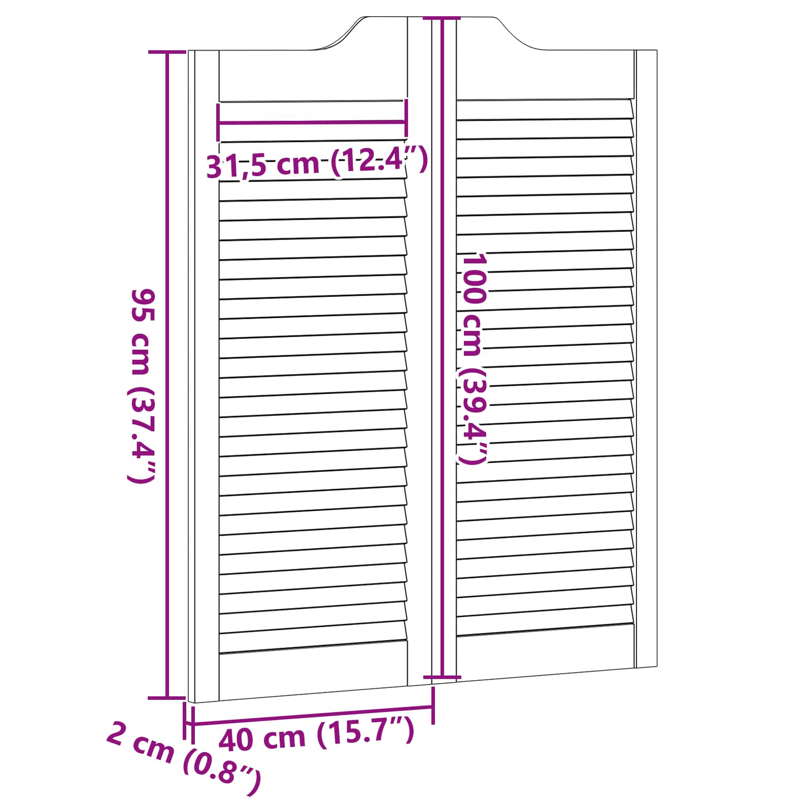 Porte Swing Naturale 100 x 40 cm Legno Massello di Pino | homemem39
