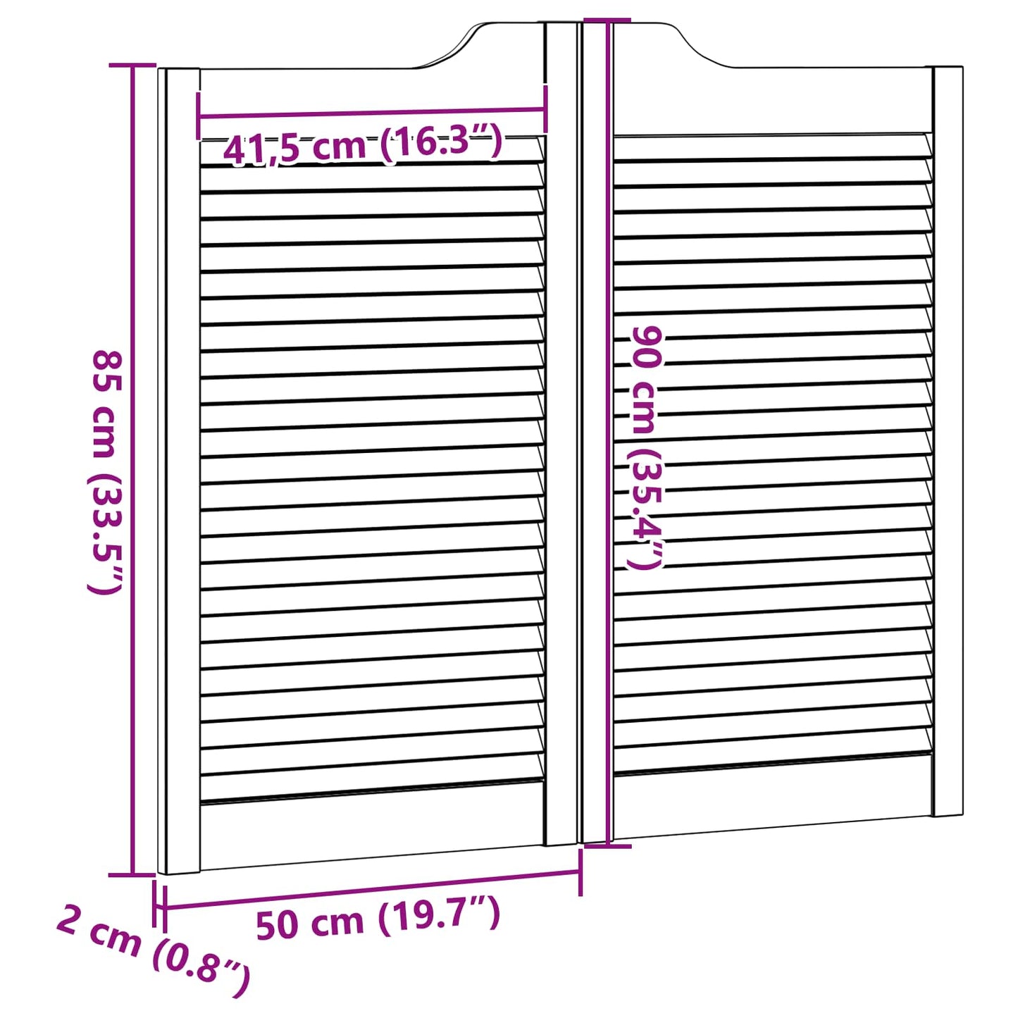 Porte Swing Naturale 90 x 50 cm Legno Massello di Pino | homemem39