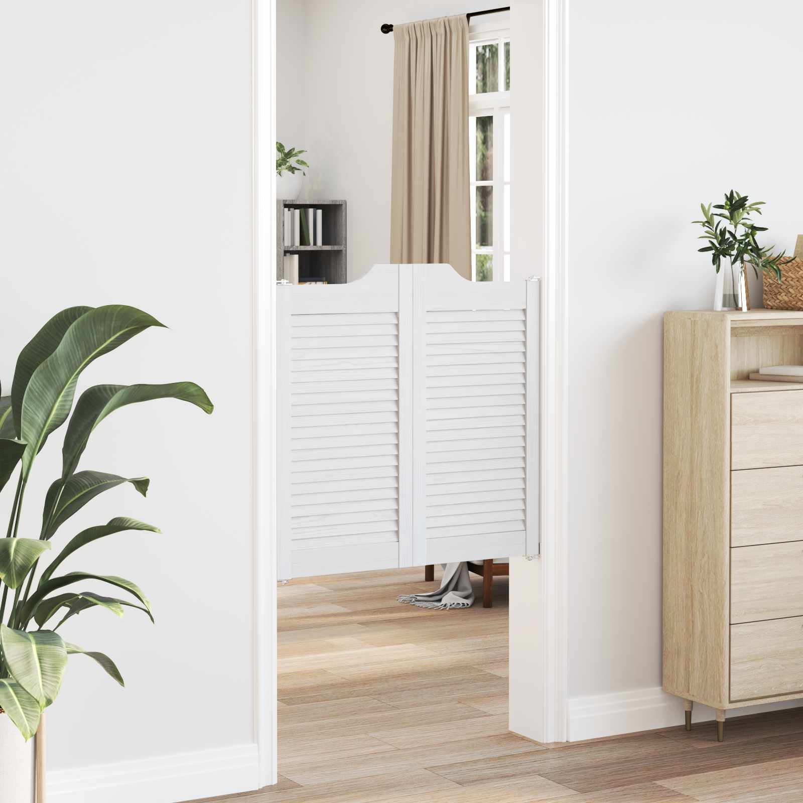 Porte Swing 2 pcs Bianco Legno Massello di Pino | homemem39