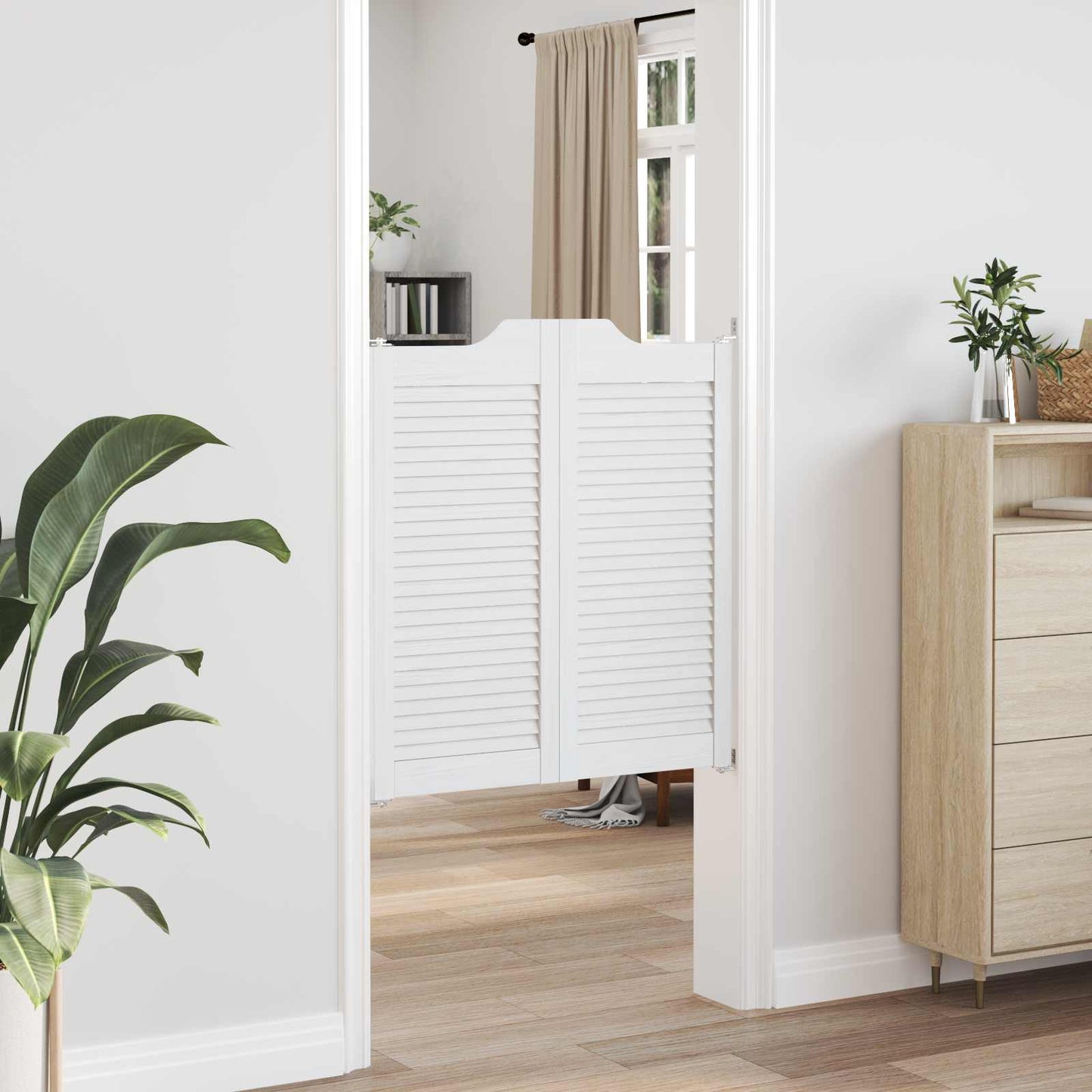 Porte Swing 2 pcs Bianco Legno Massello di Pino | homemem39