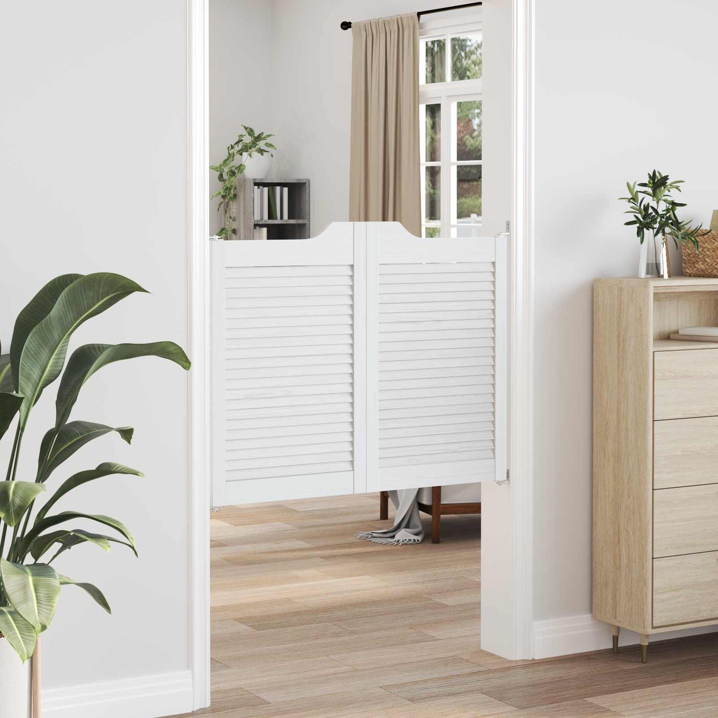 Porte Swing 2 pcs Bianco Legno Massello di Pino | homemem39