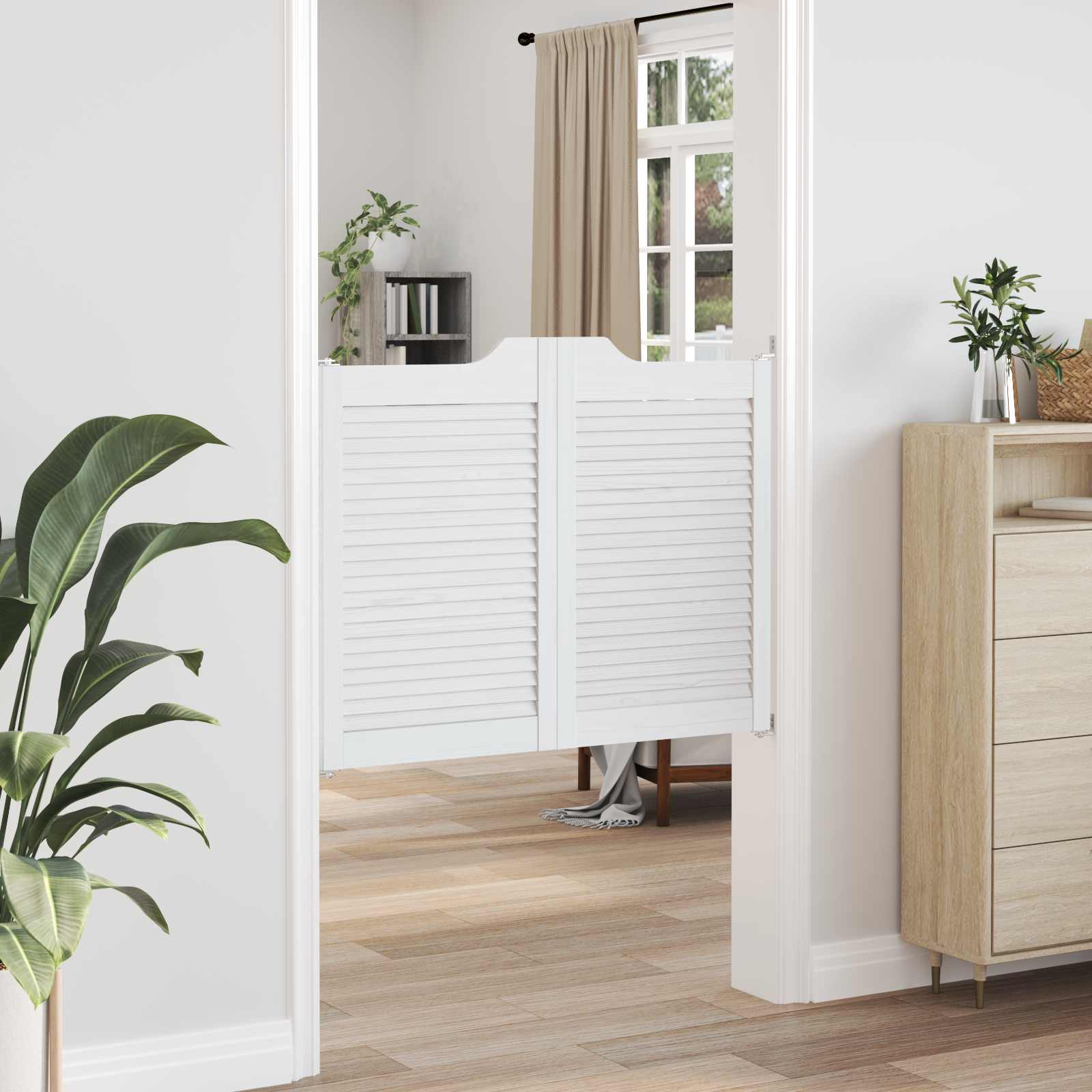 Porte Swing 2 pcs Bianco Legno Massello di Pino | homemem39