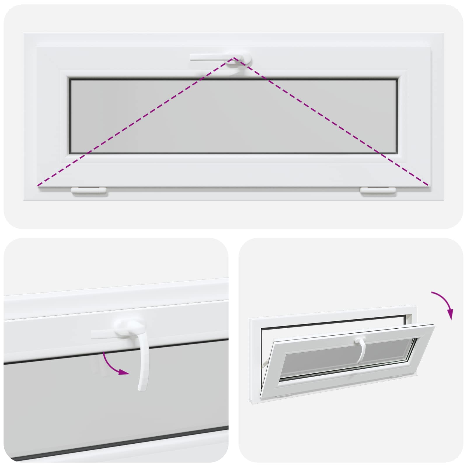 Finestra per Soffitta RISOR 110 x 40 cm PVC e Vetro Bianco | homemem39