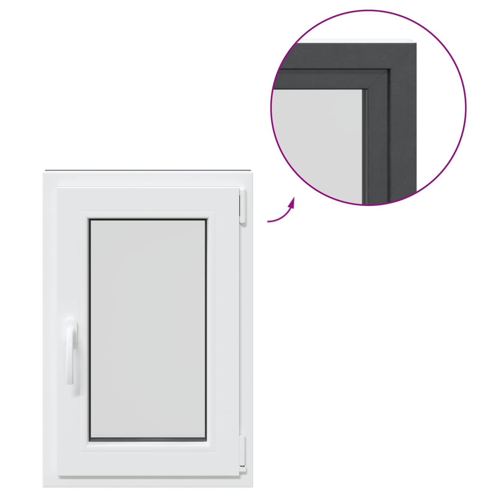 Finestra per Soffitta RISOR 50 x 75 cm PVC e Vetro Antracite | homemem39