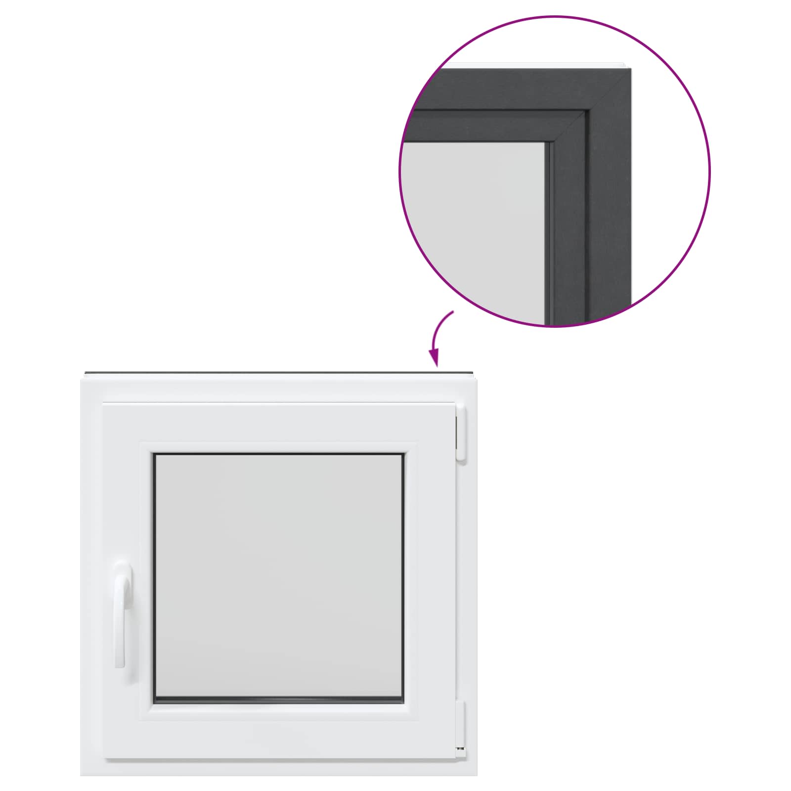 Finestra per Soffitta RISOR 60 x 60 cm PVC e Vetro Antracite | homemem39