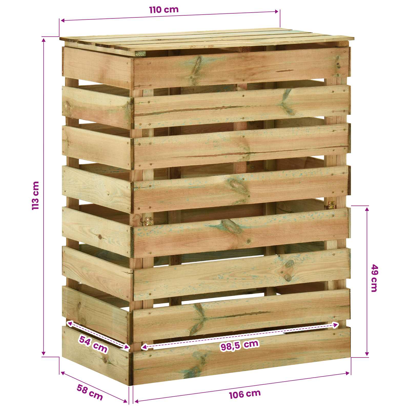 Compostiera da giardino a listelli 3 pcs Verde | homemem39