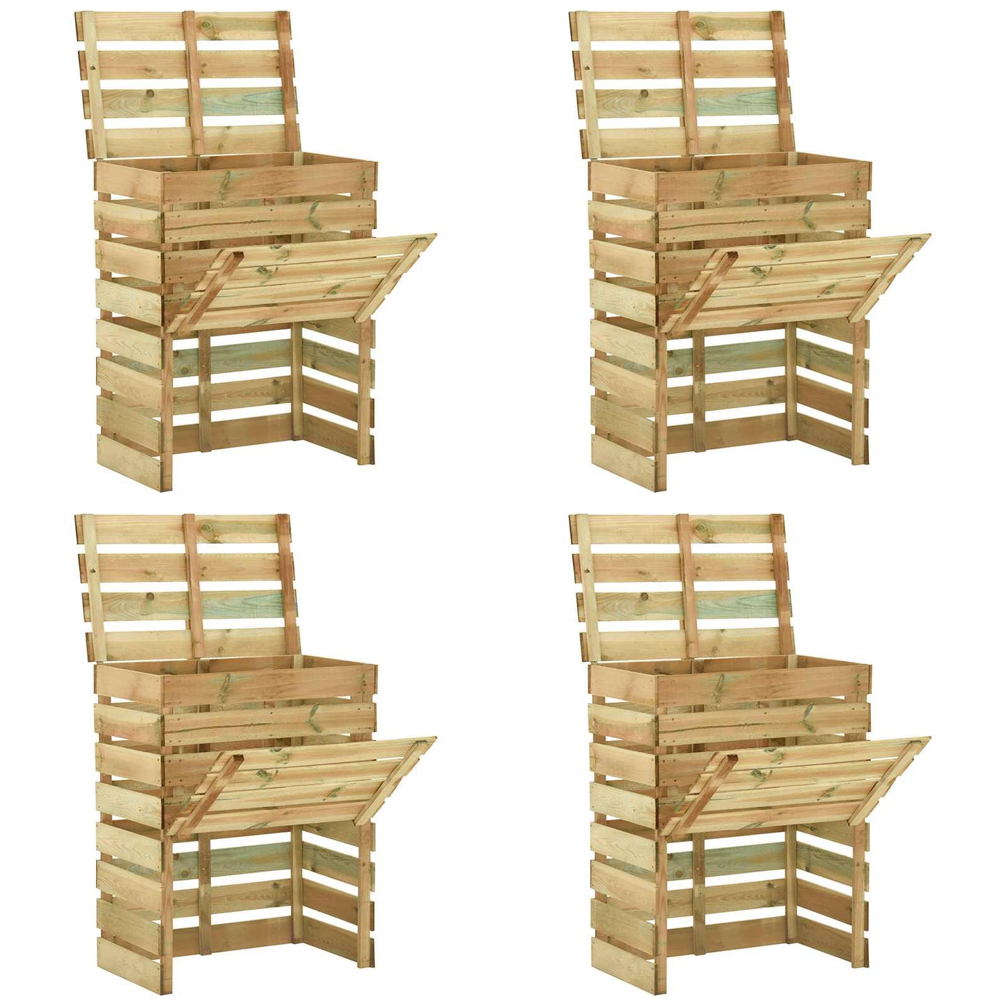 Compostiera da giardino a listelli 4 pcs Verde