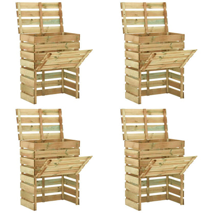 Compostiera da giardino a listelli 4 pcs Verde