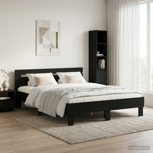 Struttura del letto Rovere Nero 140 x 190 cm | homemem39