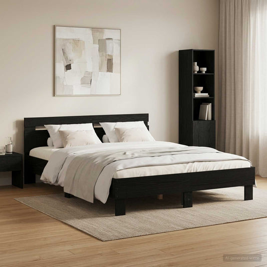 Struttura del letto Rovere Nero 135 x 190 cm | homemem39