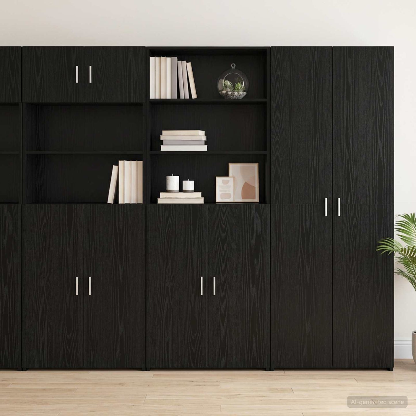 Credenza Rovere Nero 70 x 42,5 x 185 cm Legno ingegnerizzato | homemem39