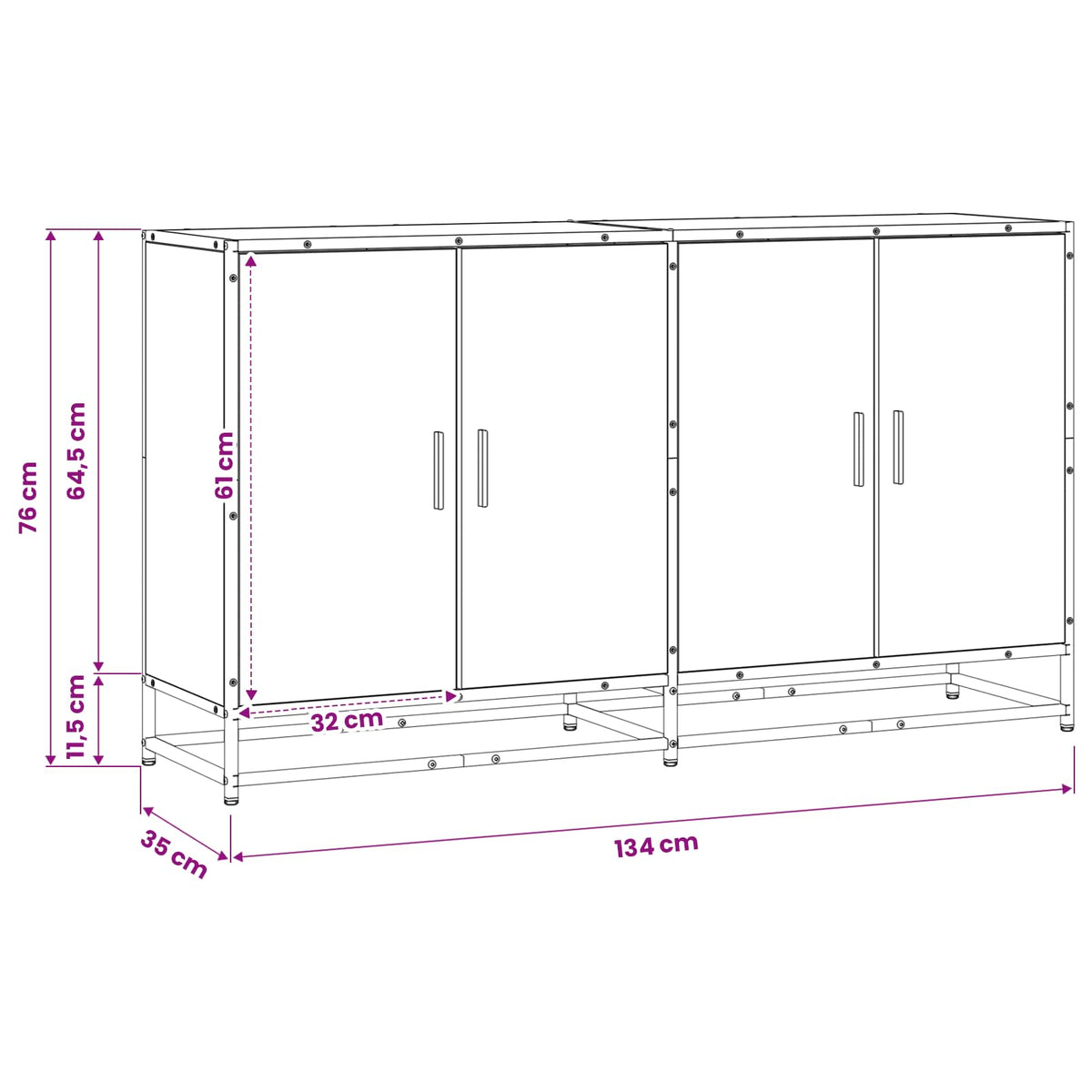 Credenza Rovere Artigianale 134 x 35 x 76 cm - homemem39