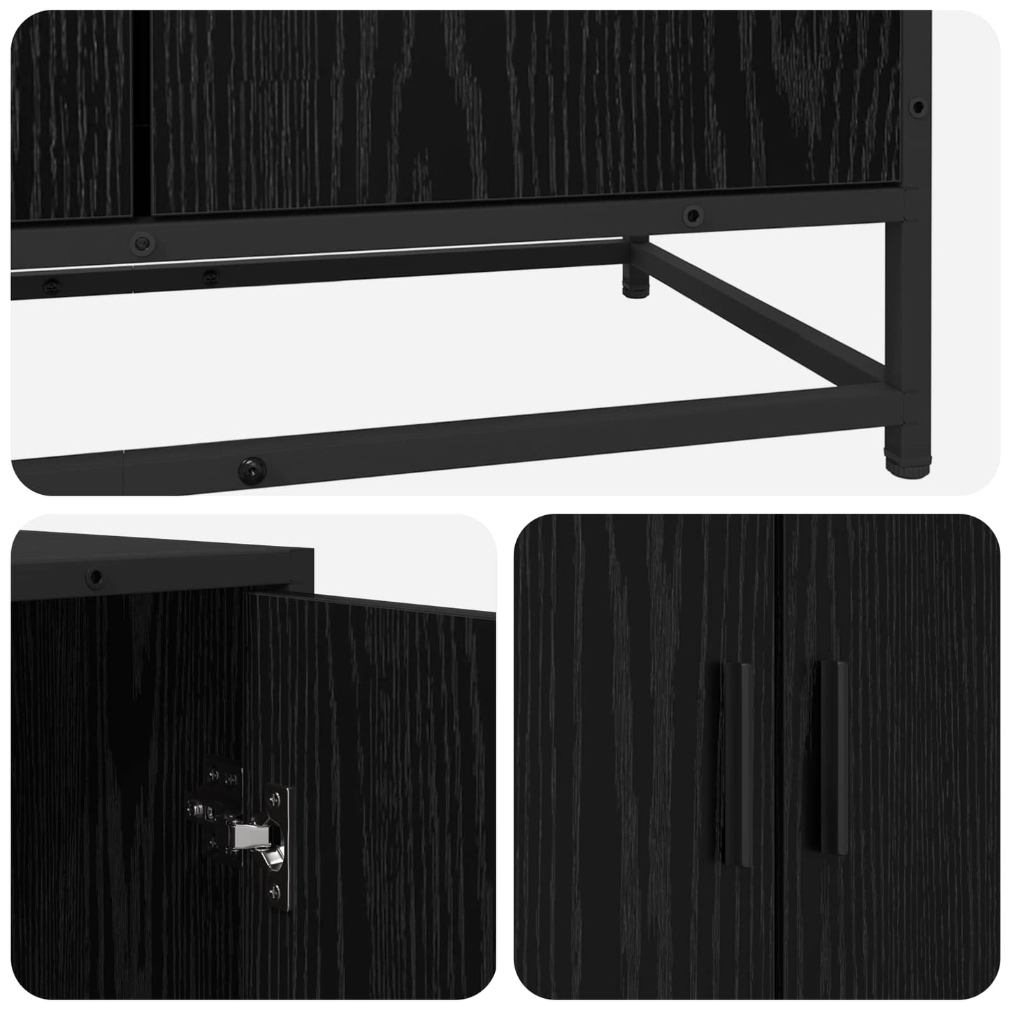 Credenza Rovere Nero 134 x 35 x 76 cm Legno ingegnerizzato