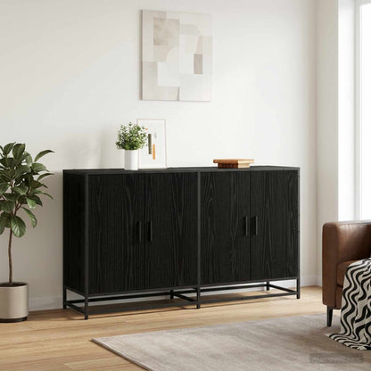 Credenza Rovere Nero 134 x 35 x 76 cm Legno ingegnerizzato