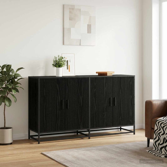 Credenza Rovere Nero 134 x 35 x 76 cm Legno ingegnerizzato