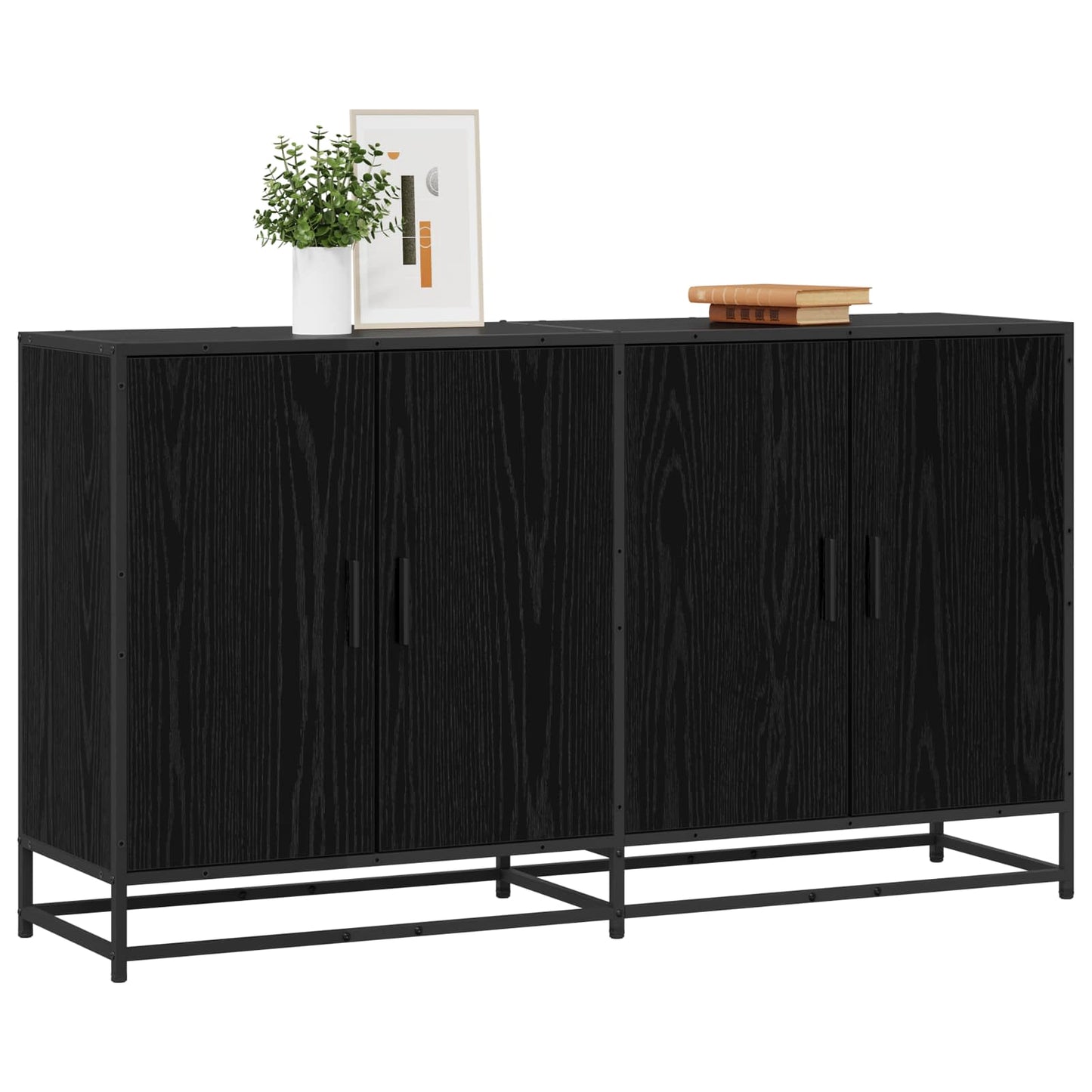 Credenza Rovere Nero 134 x 35 x 76 cm Legno ingegnerizzato