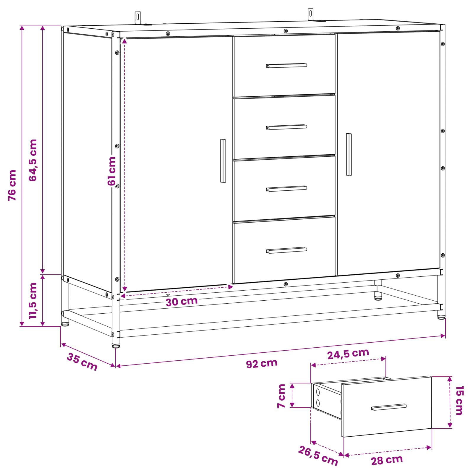 Credenza Rovere Artigianale 92 x 35 x 76 cm | homemem39