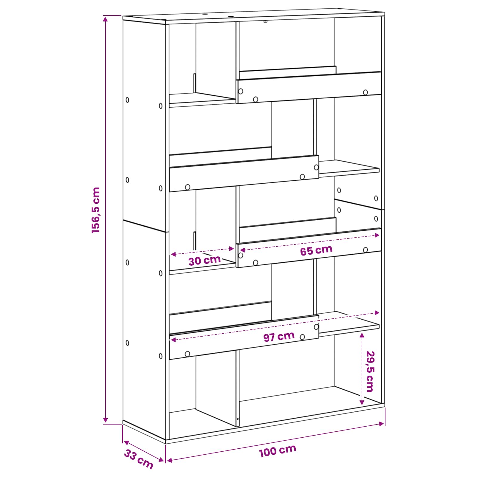 Scaffale per Libri Rovere nero 100 x 33 x 156,5 cm | homemem39