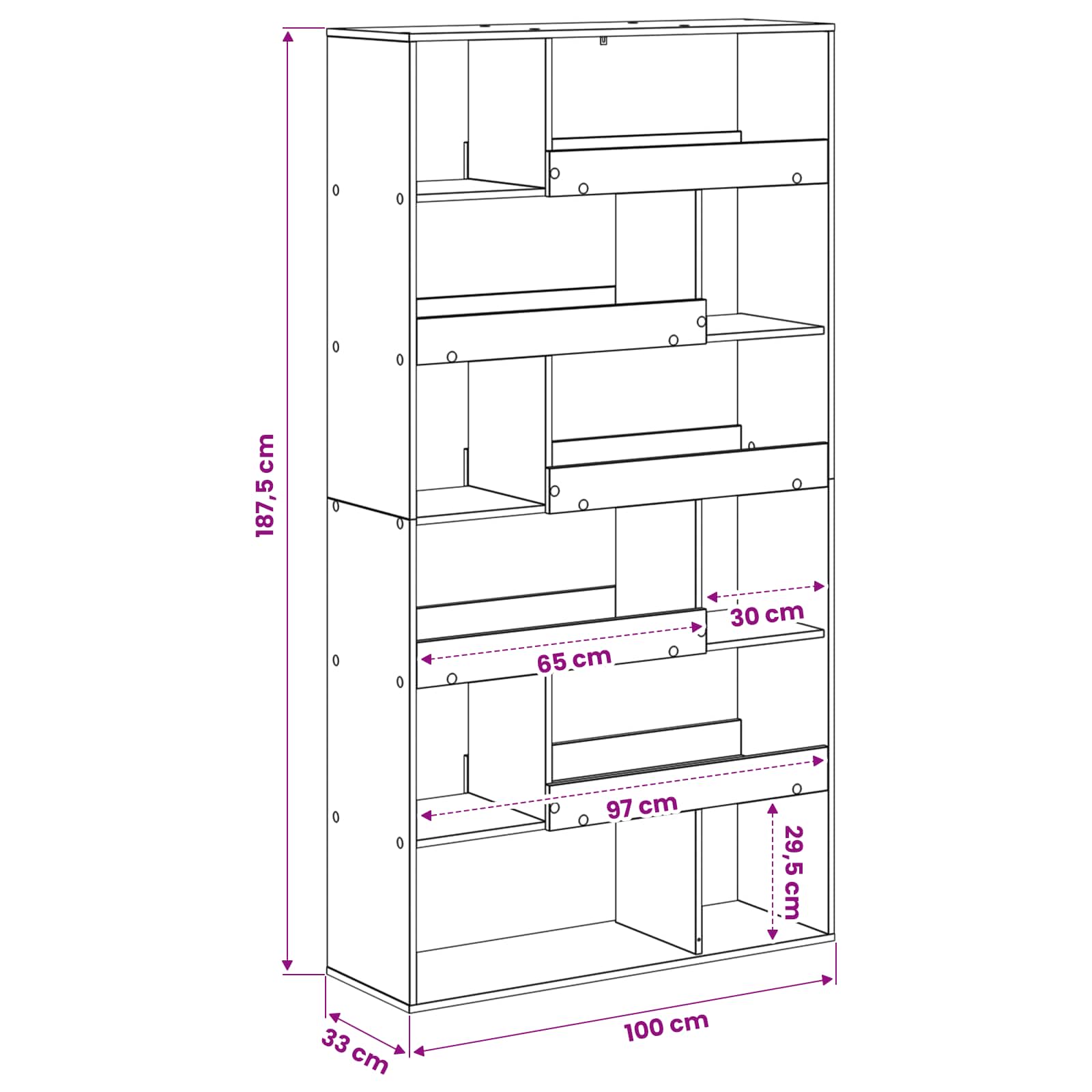 Scaffale per Libri Rovere nero 100 x 33 x 156,5 cm | homemem39