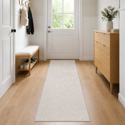 Tappeto Crema 80 x 250 cm 100% Poliestere 3 mm Lavabile | homemem39