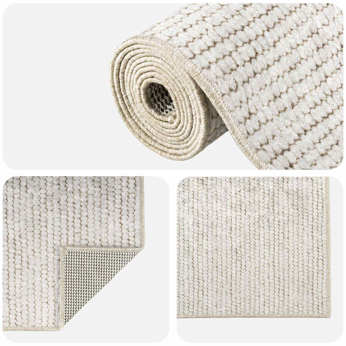 Tappeto Crema 100 x 250 cm 100% Poliestere 3 mm Lavabile | homemem39