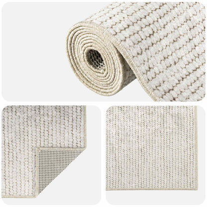 Tappeto Crema 100 x 250 cm 100% Poliestere 3 mm Lavabile | homemem39