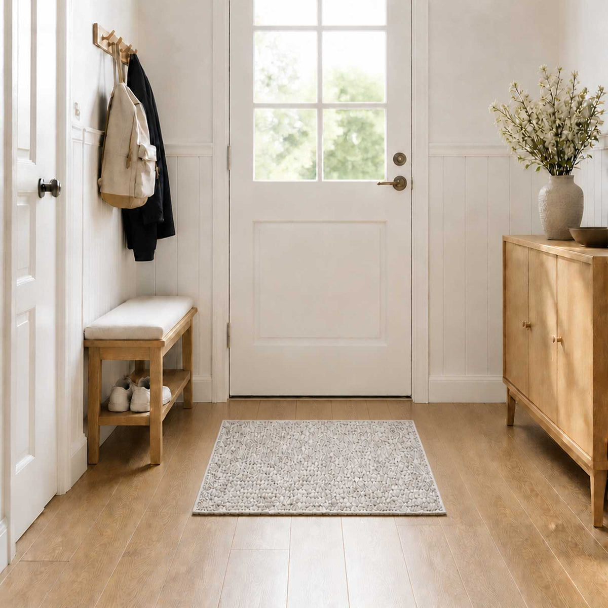 Tappeto Beige 100 x 100 cm 100% Poliestere 3 mm Lavabile