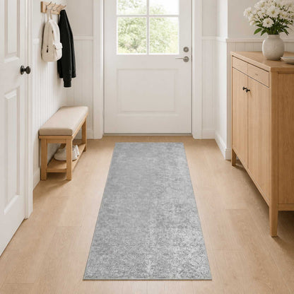 Tappeto Grigio 100 x 400 cm 100% Poliestere 3 mm Lavabile