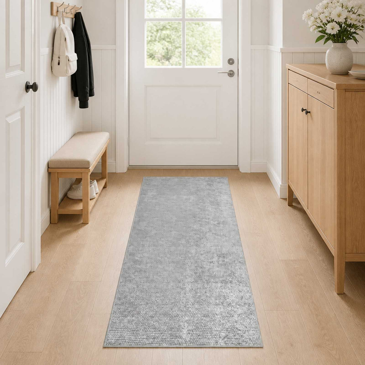 Tappeto Grigio 80 x 150 cm 100% Poliestere 3 mm Lavabile