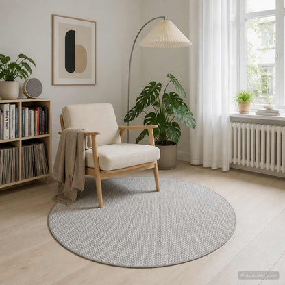 Tappeto Grigio Ø 120 cm 100% Poliestere 3 mm Lavabile | homemem39