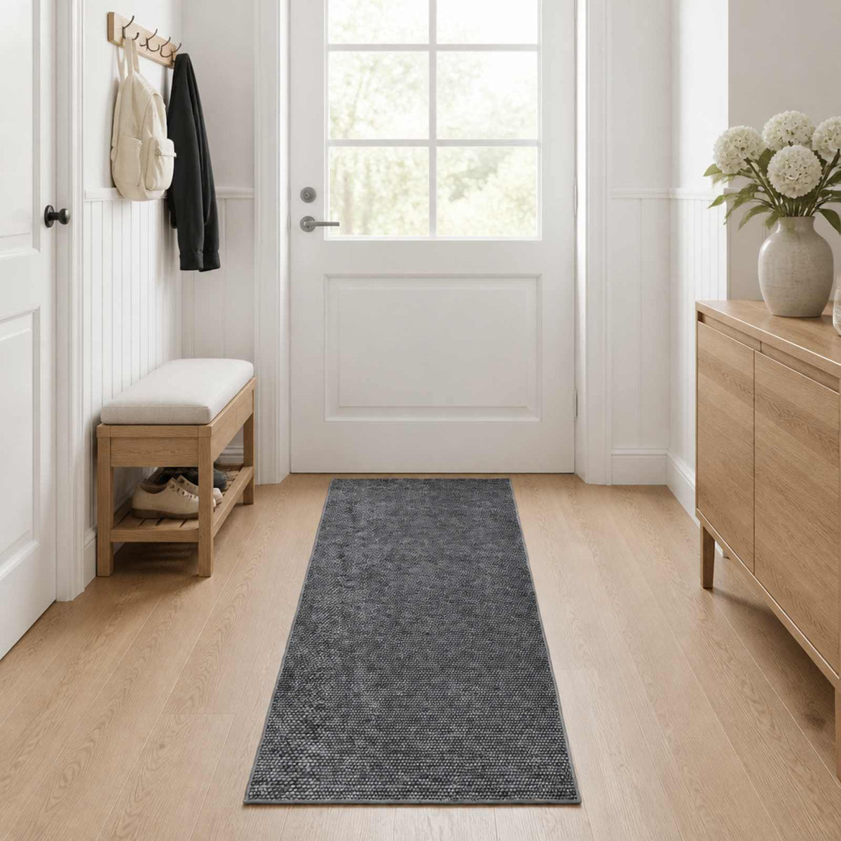 Tappeto Antracite 80 x 300 cm 100% Poliestere 3 mm Lavabile