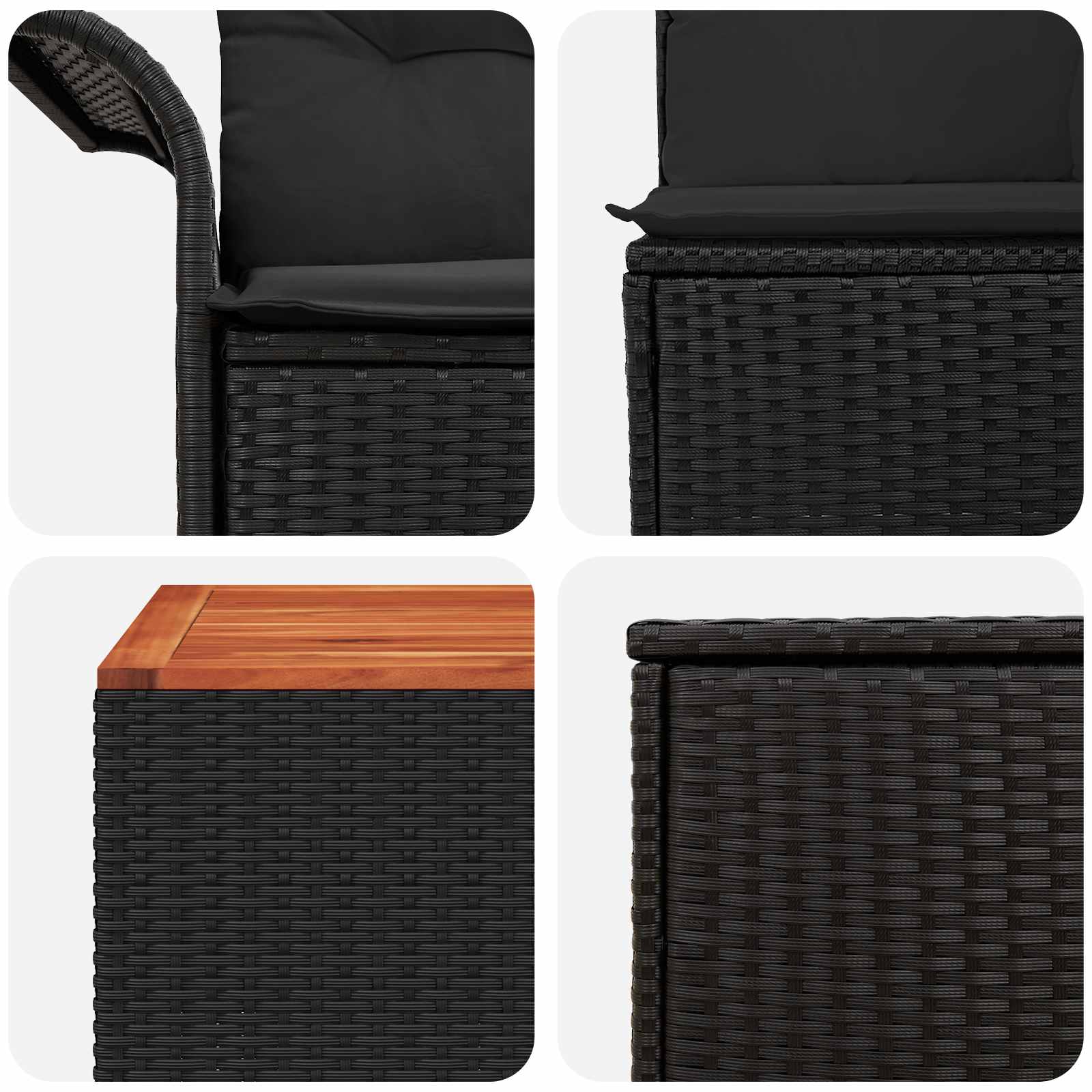 Set di divani 6 pz 4-Numero di posti Nero | homemem39