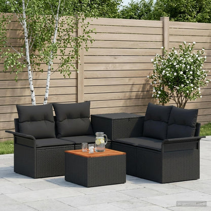 Set di divani 6 pz 4-Numero di posti Nero | homemem39