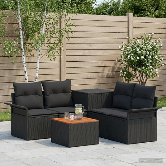 Set di divani 6 pz 4-Numero di posti Nero | homemem39