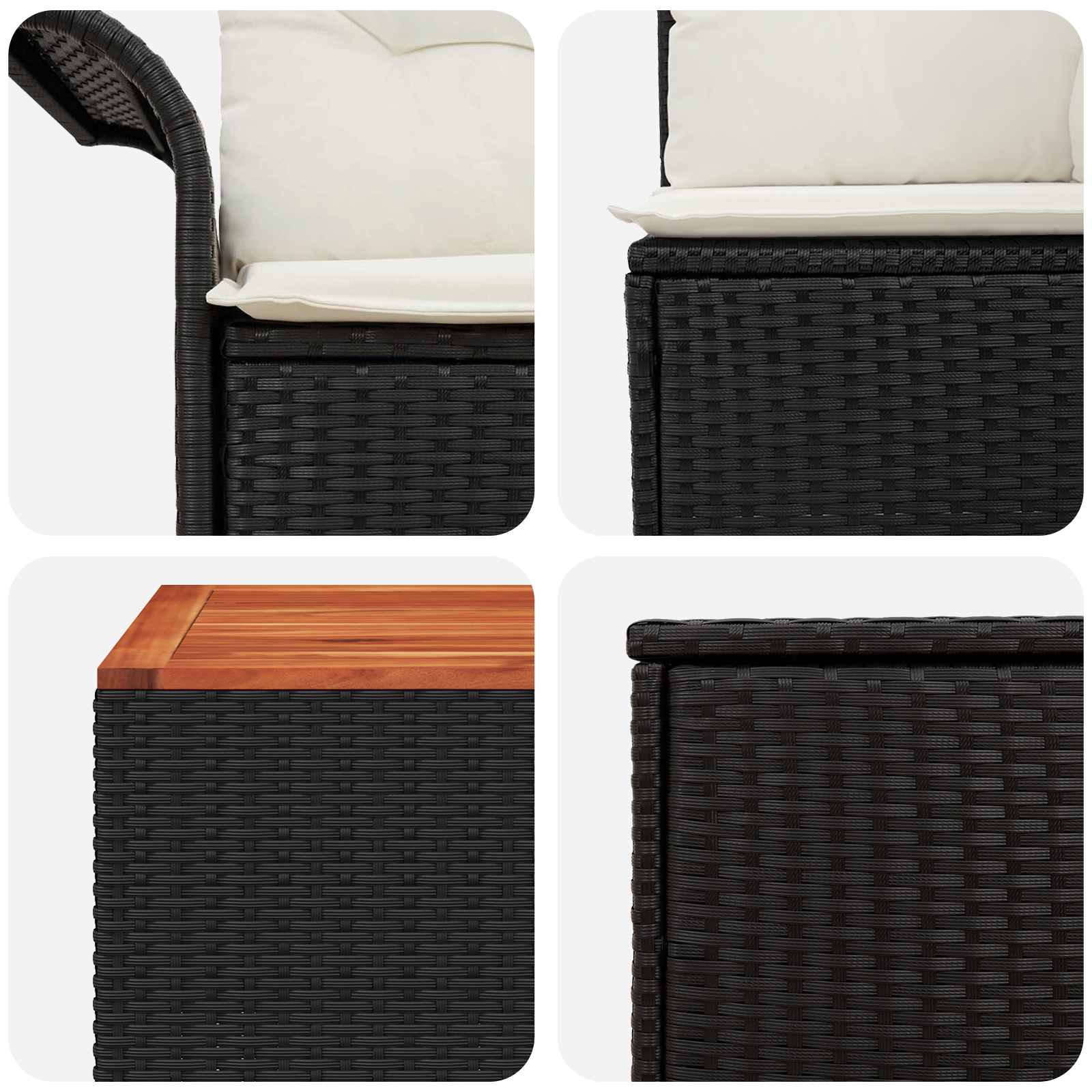Set di divani 6 pz 4-Numero di posti Nero e Bianco Crema | homemem39