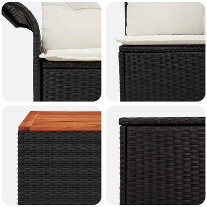 Set di divani 6 pz 4-Numero di posti Nero e Bianco Crema | homemem39