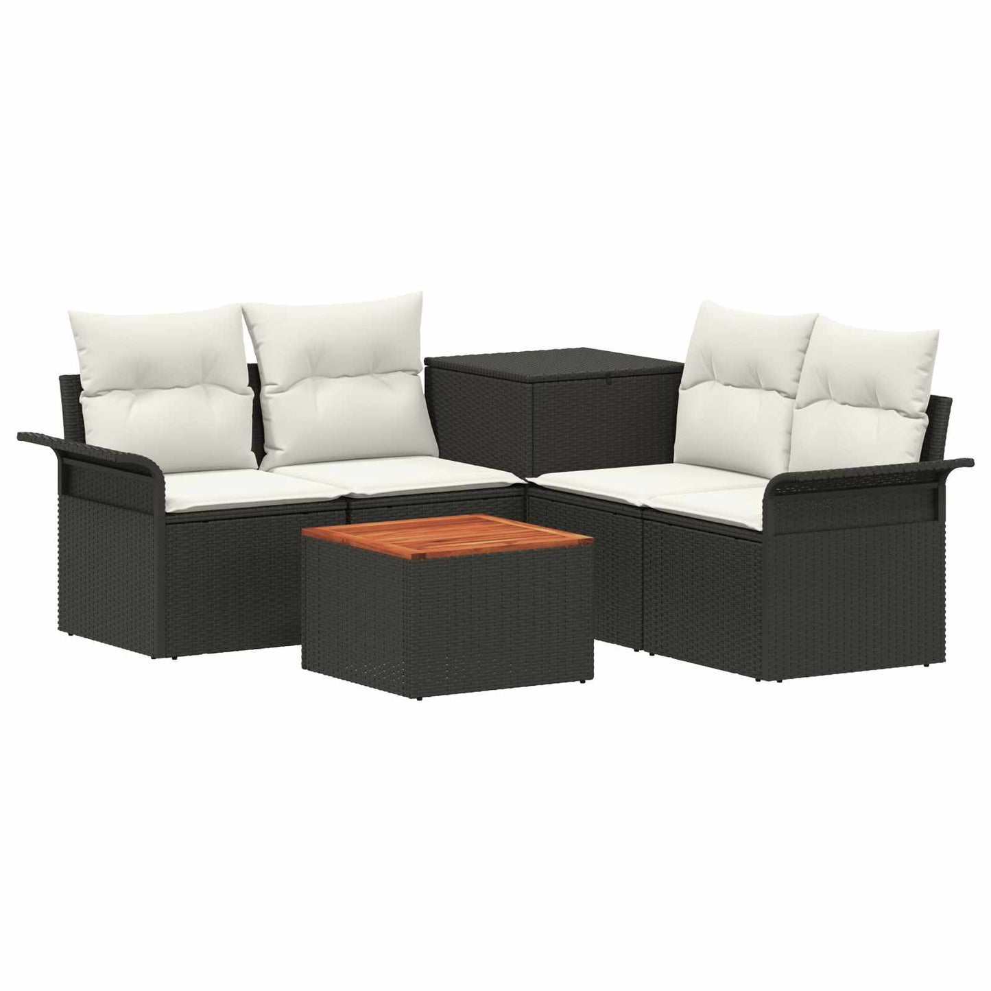 Set di divani 6 pz 4-Numero di posti Nero e Bianco Crema | homemem39