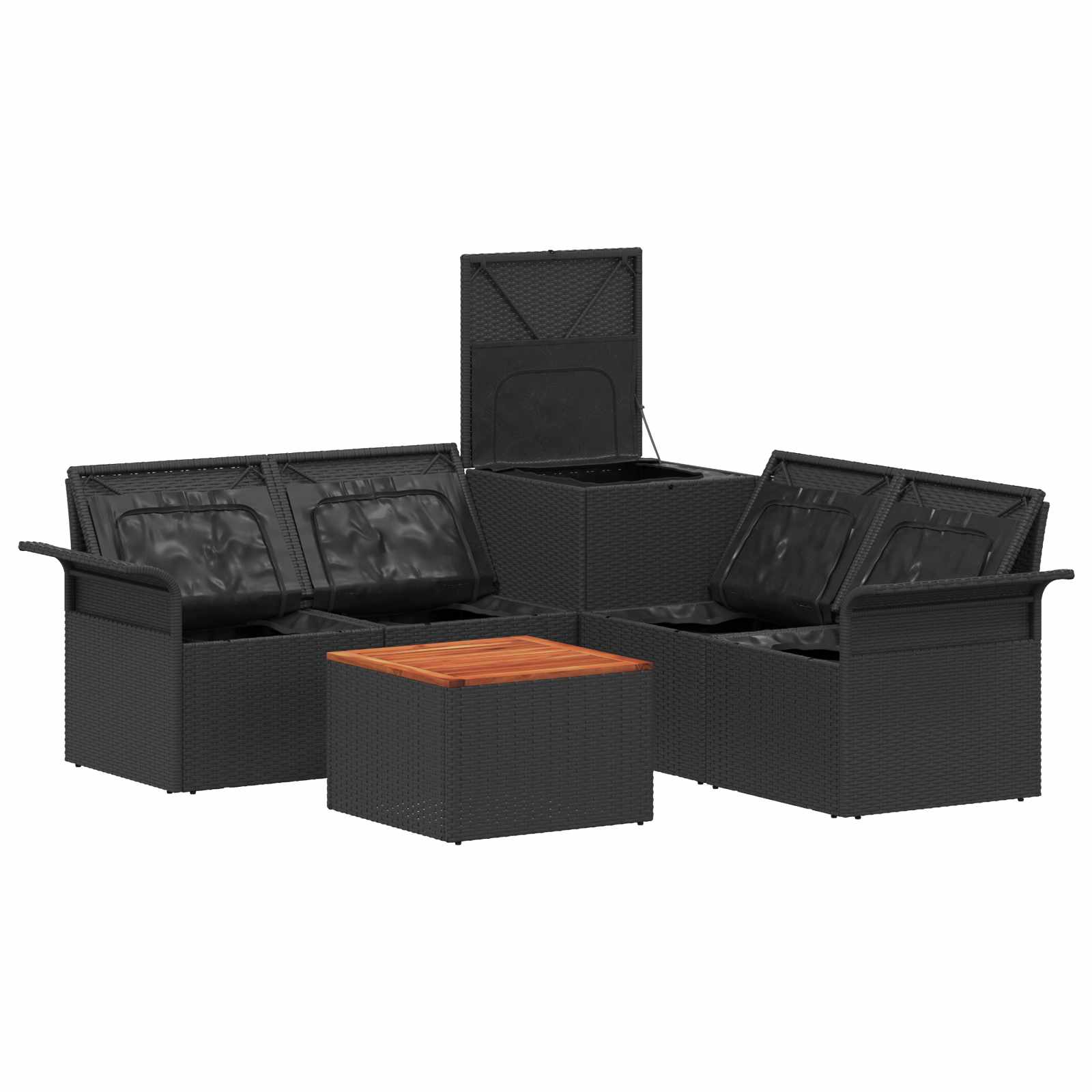Set di divani 6 pz 4-Numero di posti Nero e Bianco Crema | homemem39