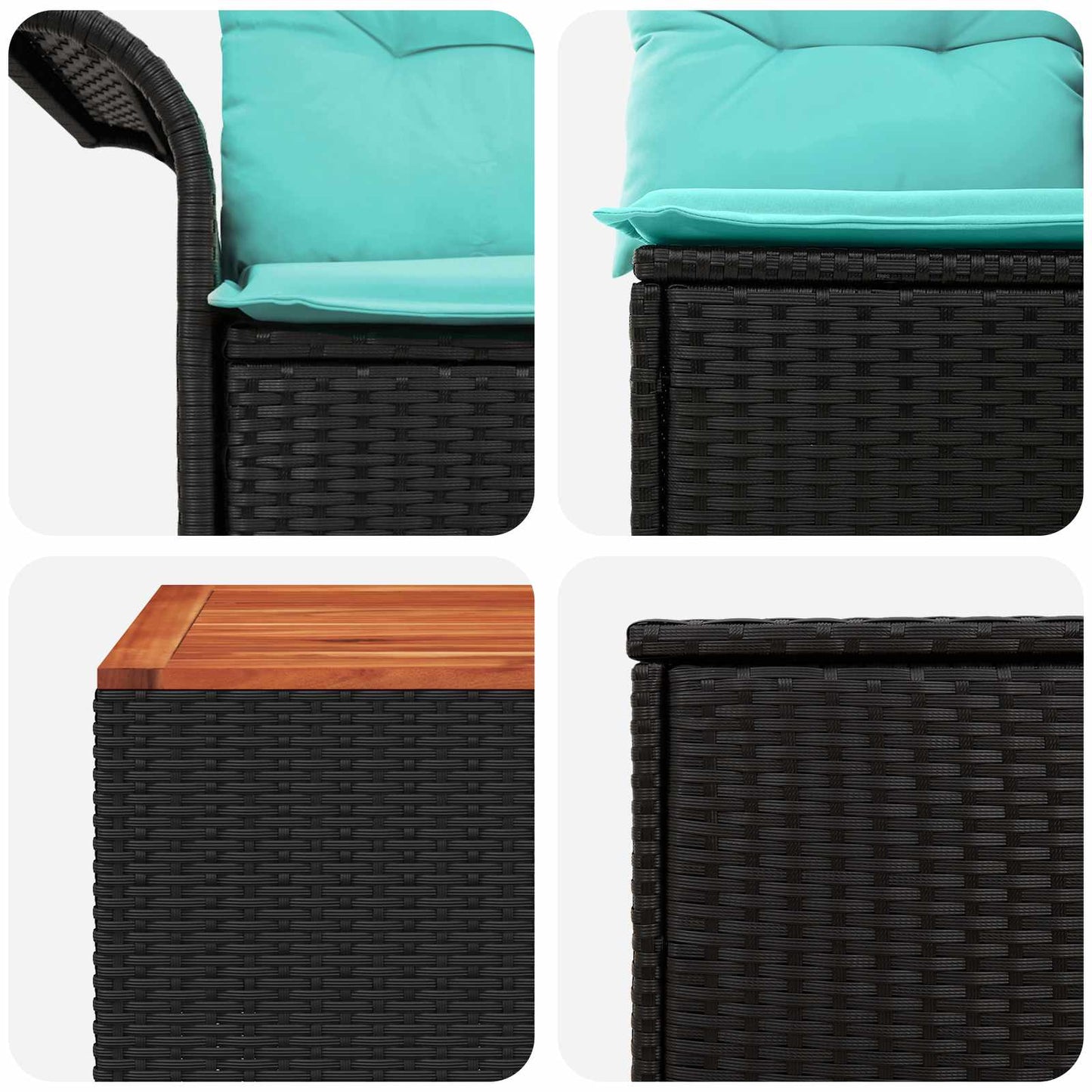 Set di divani 6 pz 4-Numero di posti Nero e Blu | homemem39