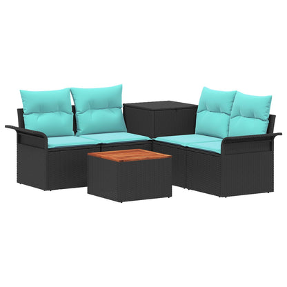 Set di divani 6 pz 4-Numero di posti Nero e Blu | homemem39