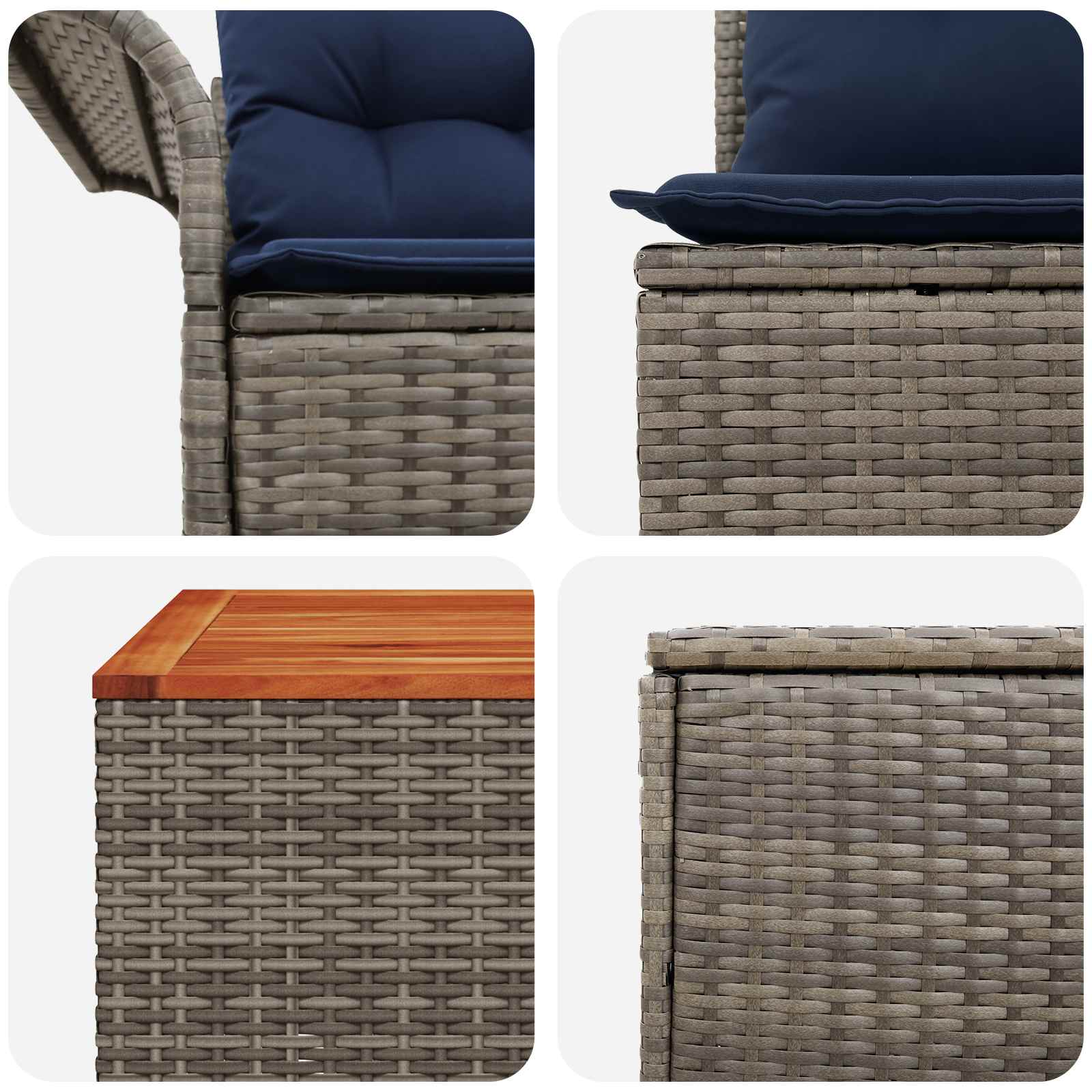 Set di divani 6 pz 4-Numero di posti Grigio e Blu Navy | homemem39