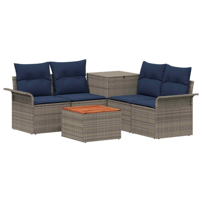 Set di divani 6 pz 4-Numero di posti Grigio e Blu Navy | homemem39