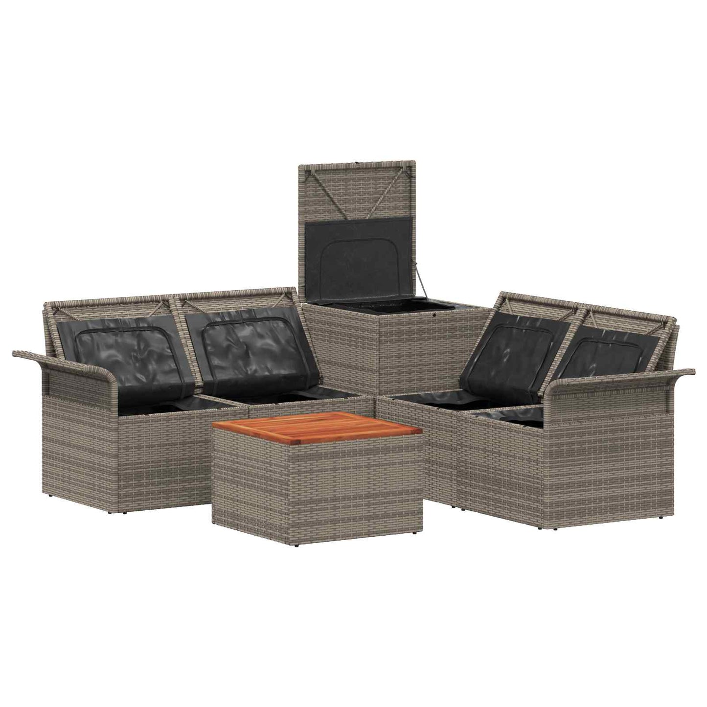 Set di divani 6 pz 4-Numero di posti Grigio e Blu Navy | homemem39