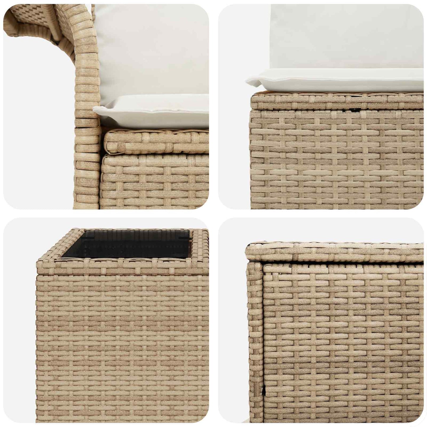Set di divani 6 pz 4-Numero di posti Beige e Bianco Crema | homemem39
